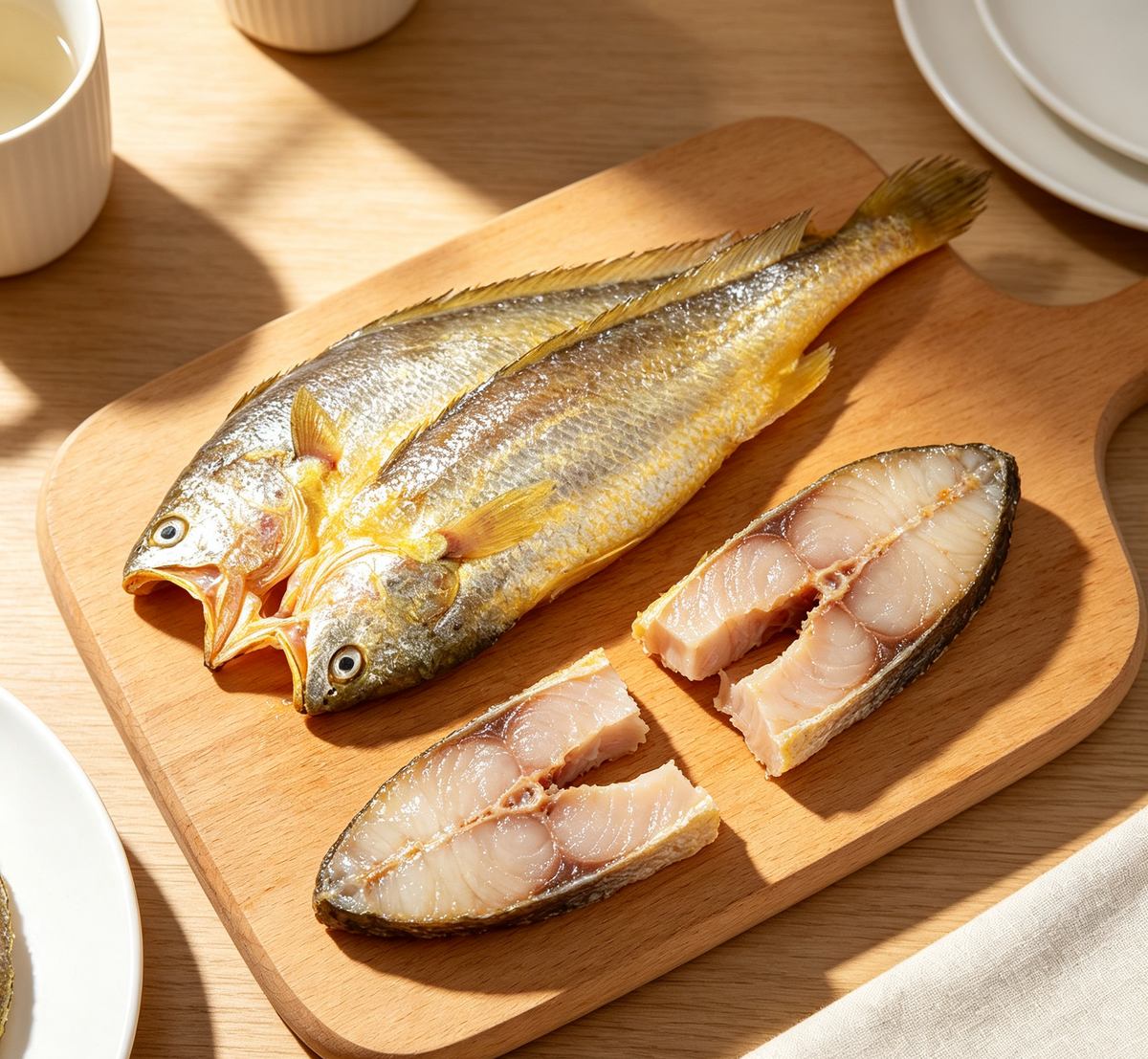 Golden Seafood Delight: Freshly Prepared Whole Fish & Fillets