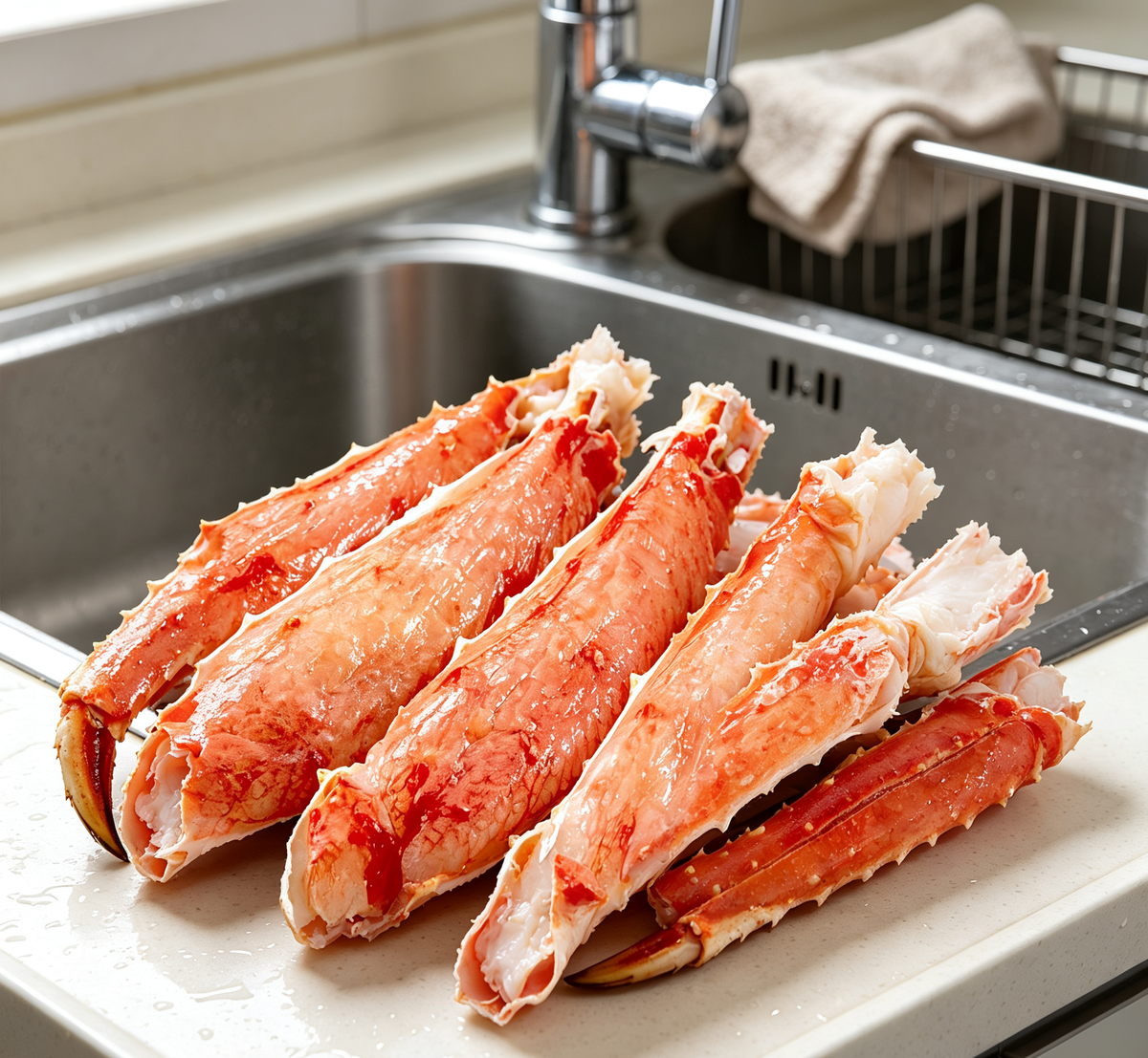 Close view of sweet white crab meat