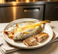 Golden pan-fried whole fish with crisp skin